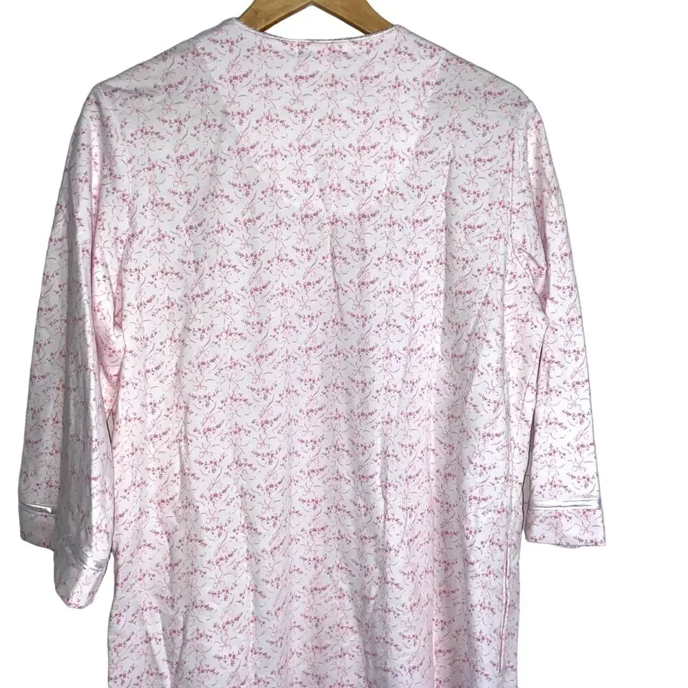 Miss Elaine Gown Women Size Medium Zipper Front Cotton Floral !